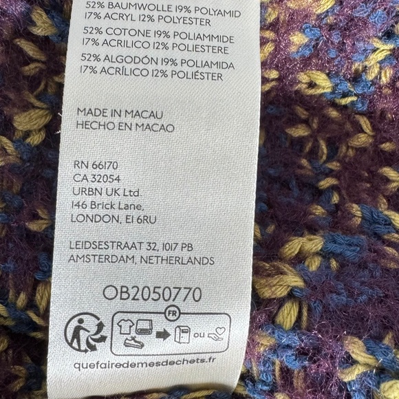 Free People Little Animal Pullover Chunky Knit Oversized Fig Combo Sweater Sz S - Picture 8 of 8